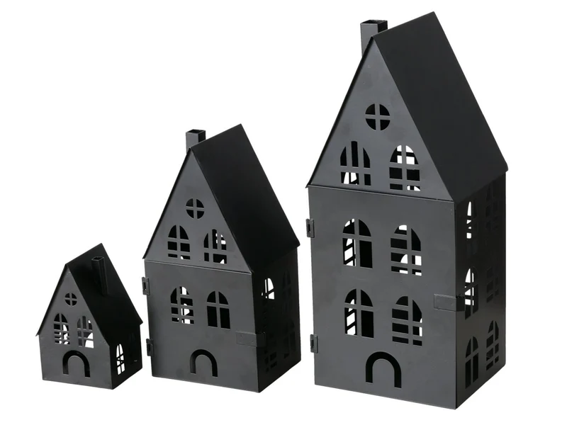 Boltze Dover Laterne Eisen schwarz 13-35cm 3tlg