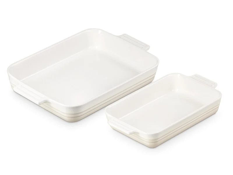 Le Creuset Auflaufform Klassik rechteckig meringue 25/32cm Set 2tlg