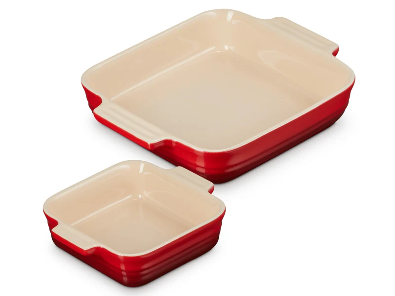 Le Creuset Auflaufform Klassik quadratisch kirschrot 14/23cm Set 2tlg