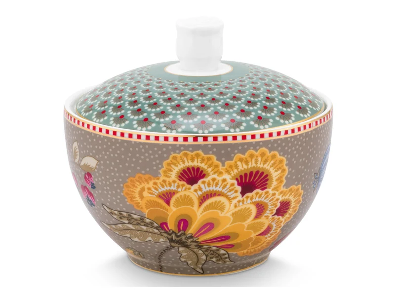 PIP STUDIO Blooming Tales Fantasy Khaki-Blue Zuckerdose 0,3l