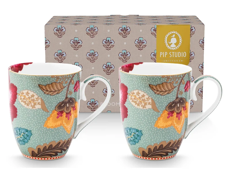 PIP STUDIO Blooming Tales Fantasy Blue Henkelbecher Large 0,36l Set2