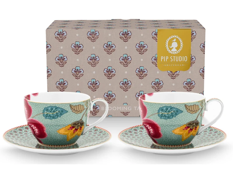 PIP STUDIO Blooming Tales Fantasy Blue Tasse mit Untertasse 0,3l Set2