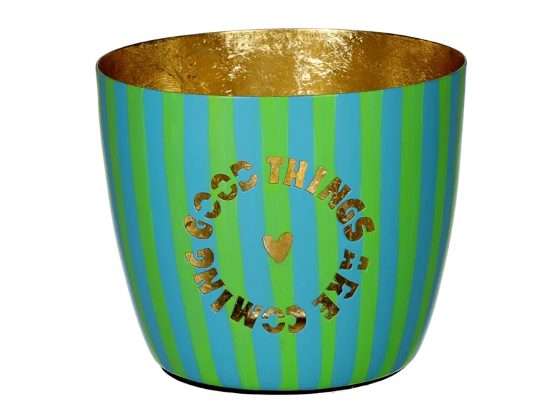 Giftcompany Madras Windlicht M Good Things grün/gold 8,5cm