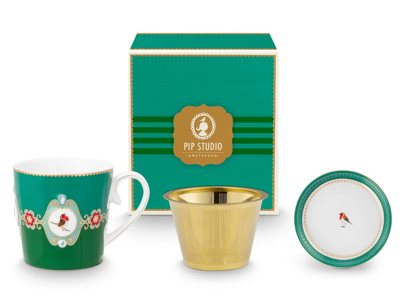 PIP STUDIO Love Birds Medallion Emerald-Green Tesset für eine Person 0,3l