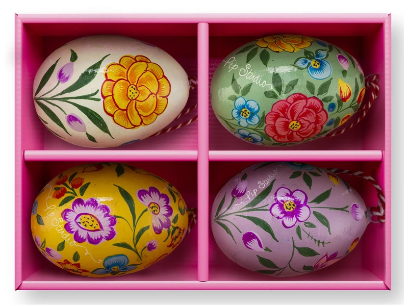 PIP STUDIO Lily&Lotus bemalte Dekoeier 5x7cm Set4