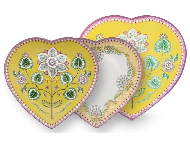 PIP STUDIO Lily&Lotus Yellow Herzformteller 21,5cm Set2