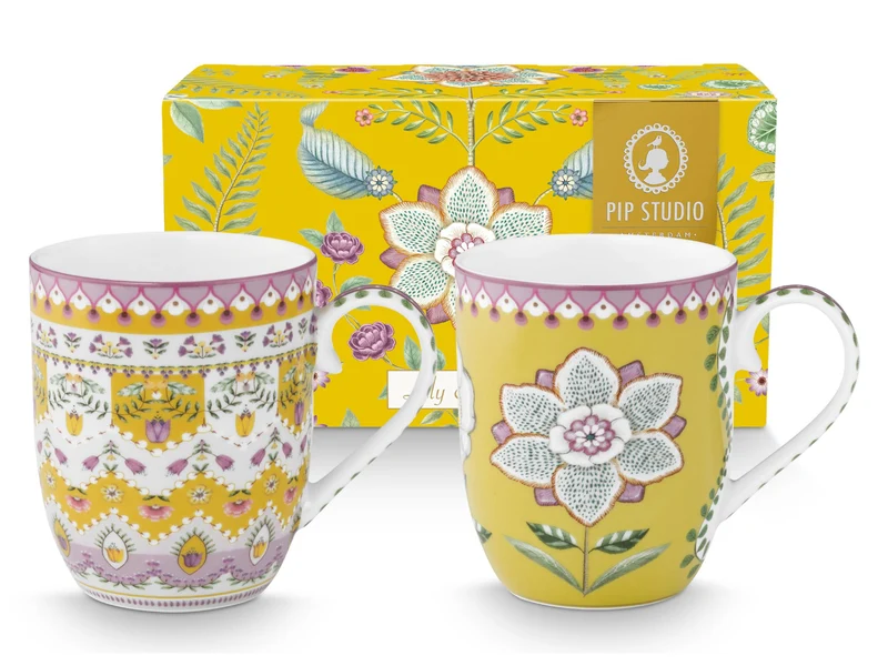 PIP STUDIO Lily&Lotus Yellow Henkelbecher Small 0,2l Set2