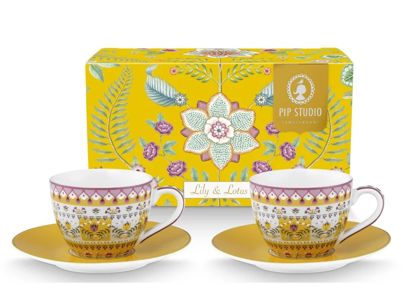PIP STUDIO Lily&Lotus Yellow Espressotasse mit Untertasse 0,12l Set2