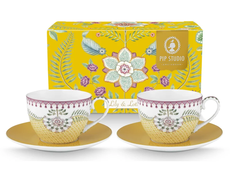 PIP STUDIO Lily&Lotus Yellow Tasse mit Untertasse 0,3l Set2