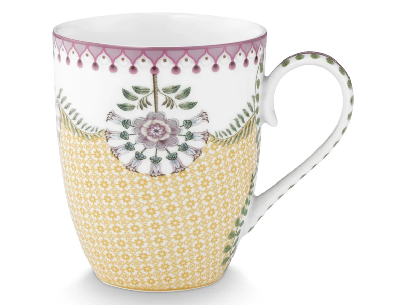 PIP STUDIO Lily&Lotus Tiles Yellow Large Henkelbecher 0,365l