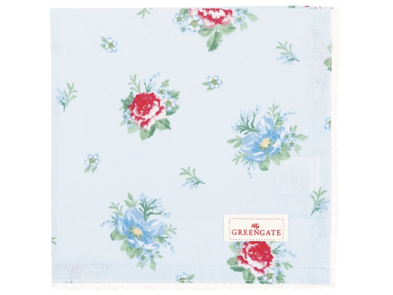 Greengate Alivia Stoffserviette mit Spitze pale blue 40x40cm