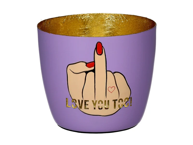 Giftcompany Madras Windlicht M Love you too lila/gold 8,5cm