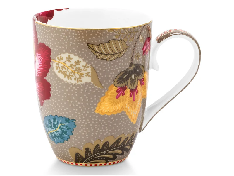 PIP STUDIO Blooming Tales Fantasy Khaki Henkelbecher Large 0,365l