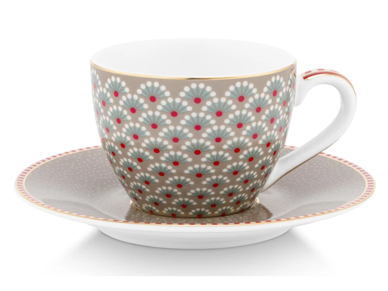 PIP STUDIO Blooming Tales Khaki Espressotasse mit Untertasse 0,12l