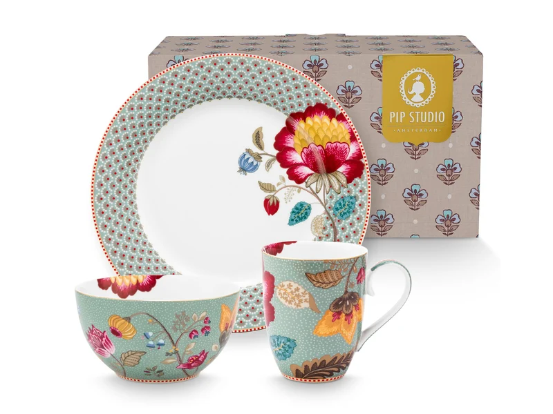 PIP STUDIO Blooming Tales Fantasy Blue Frühstücksset Set3