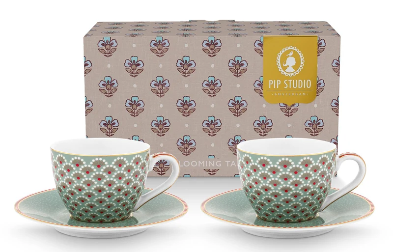 PIP STUDIO Blooming Tales Blue Espressotasse mit Untertasse 0,12l Set2