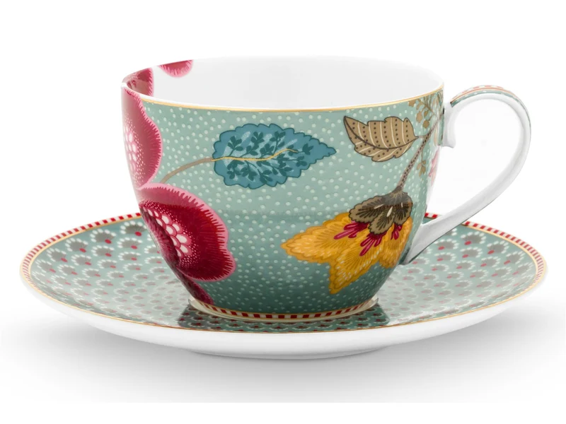 PIP STUDIO Blooming Tales Fantasy Blue Tasse mit Untertasse 0,3l