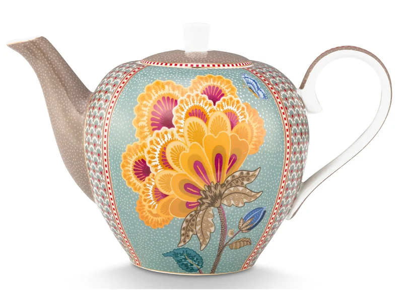 PIP STUDIO Blooming Tales Fantasy Khaki-Blue Teekanne Large 1,6l