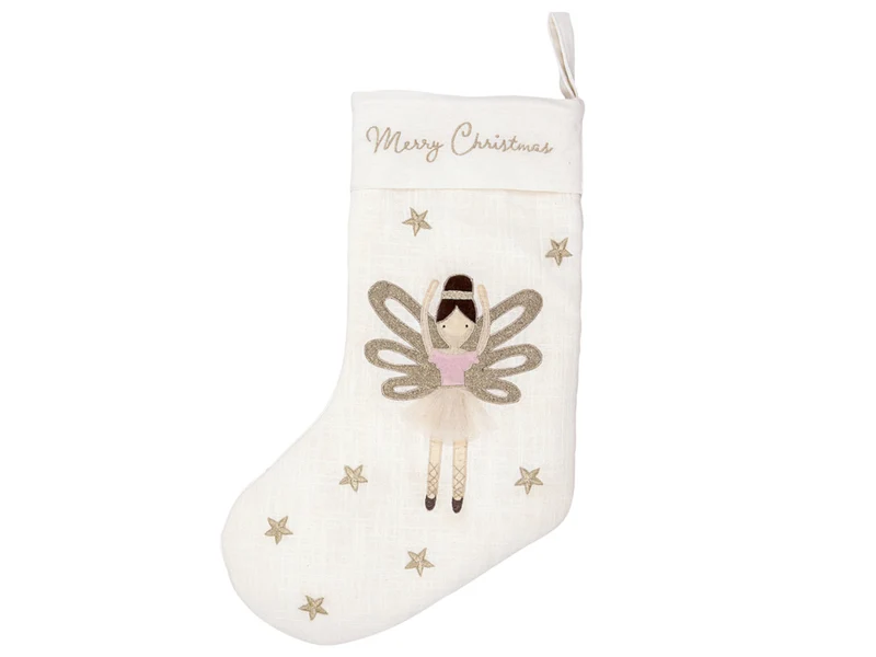 Greengate Cindarella Weihnachtsstrumpf mit Stickerei white 53x35cm