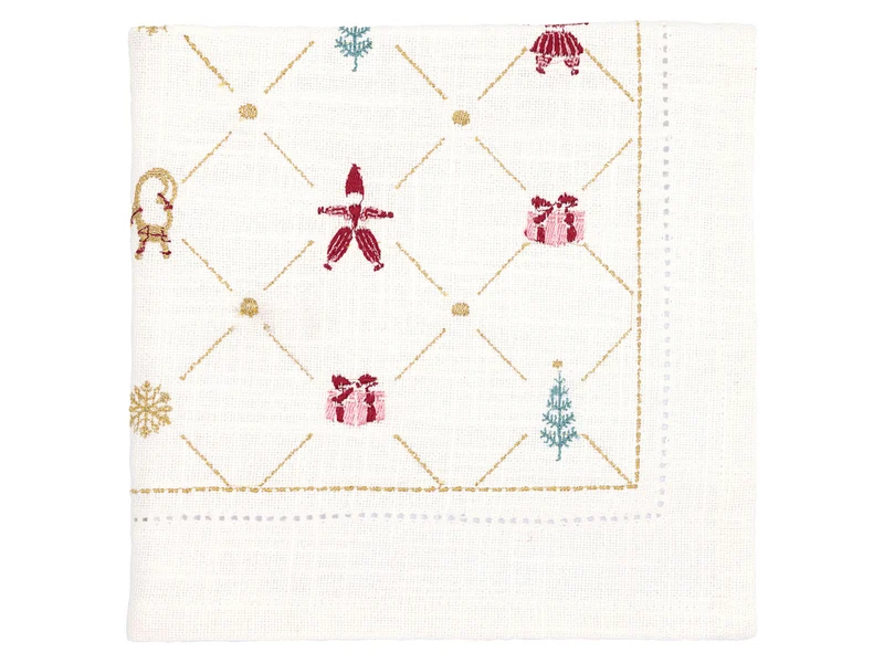 Greengate Clarina Stoffserviette mit Stickerei white 40x40cm