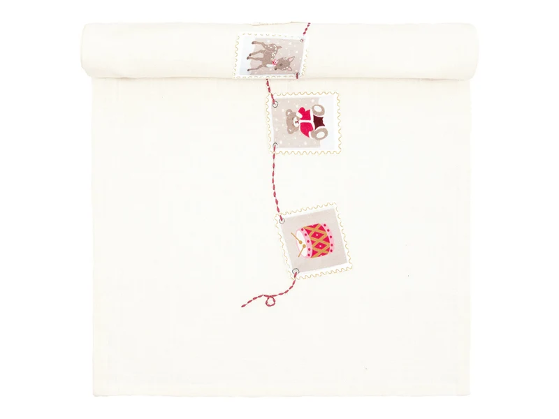 Greengate Xmas letter Tischläufer mit Stickerei white 140x40cm