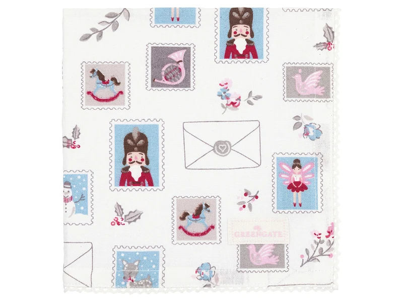 Greengate Xmas letter Stoffserviette mit Spitze white 40x40cm