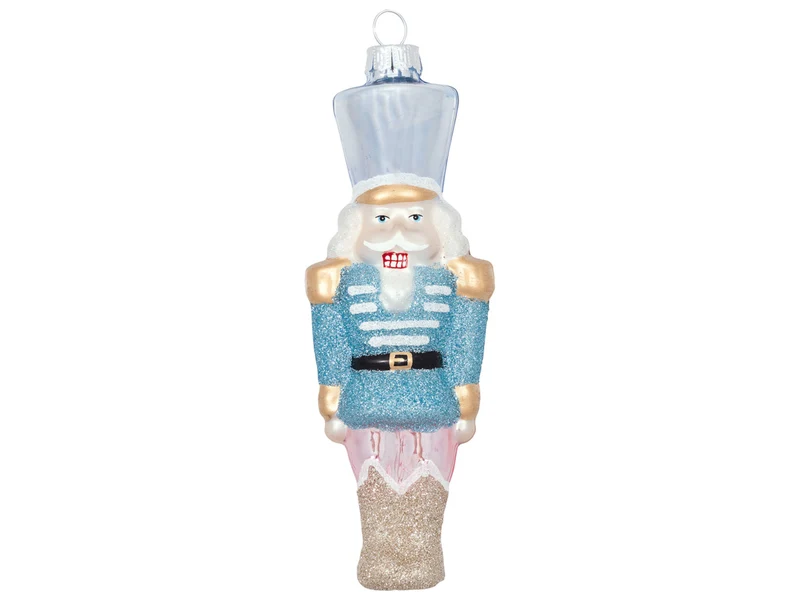 Greengate Anhänger Glas Nussknacker pale blue glitter large 15cm
