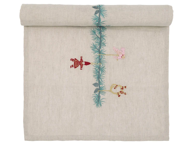 Greengate Juana Tischläufer mit Stickerei sand 140x40cm