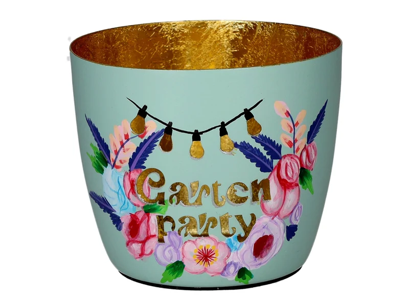 Giftcompany Madras Windlicht M Gartenparty mint/gold 8,5cm