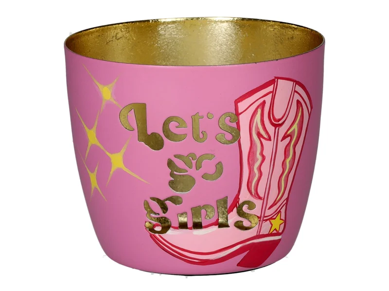 Giftcompany Madras Windlicht M Cowgirl hot pink/gold 8,5cm
