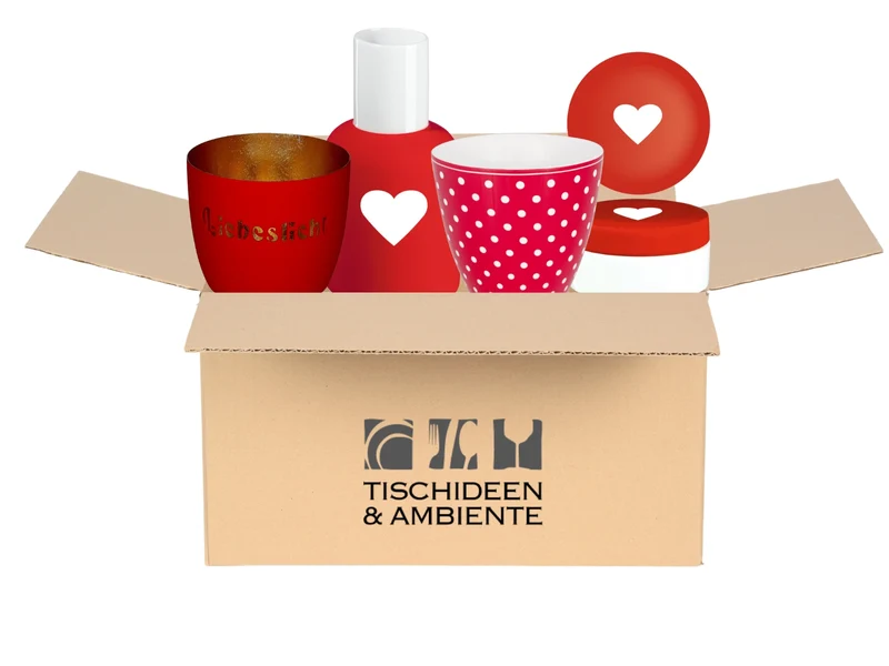Geschenkbox rot 4tlg - Liebe