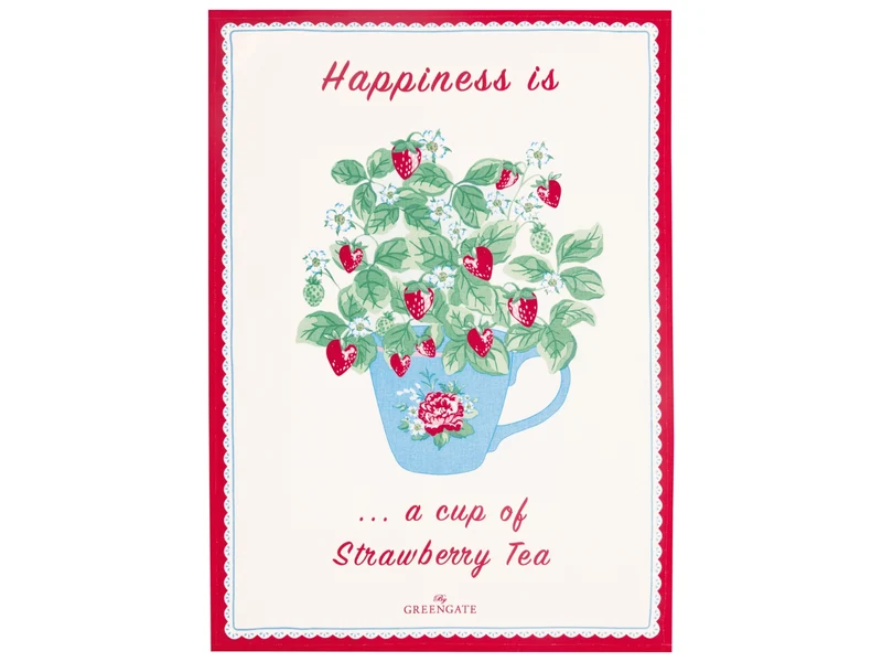 Greengate Berry Geschirrtuch bedruckt white 70x50cm