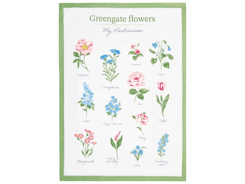 Greengate Agnes Geschirrtuch bedruckt white 70x50cm