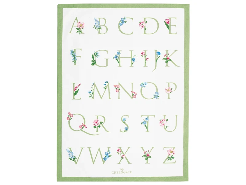 Greengate Agnes Geschirrtuch bedruckt letter white 70x50cm