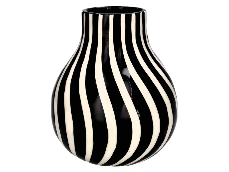 Giftcompany Artisan Vase gestreift M schwarz/weiß 16,8cm