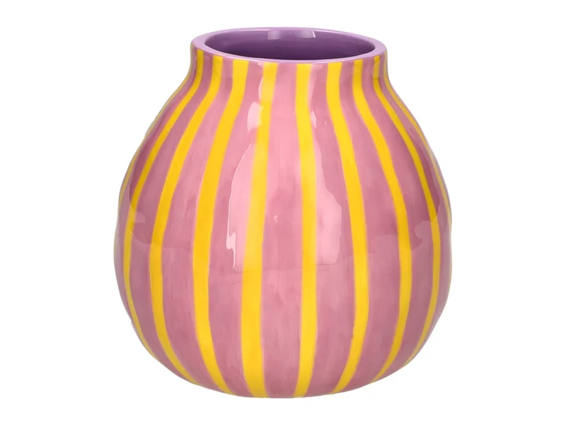 Giftcompany Artisan Vase gestreift S rosa/gelb 13,6cm