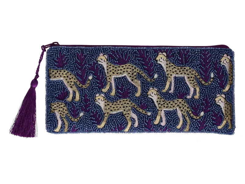 Giftcompany Elodie Kosmetiktasche L Leopard blau/rosa 10cm