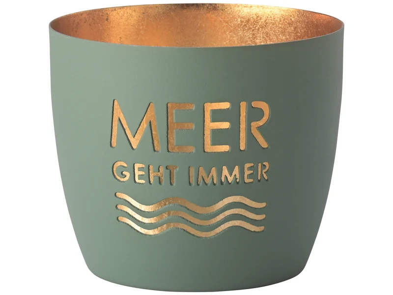 Giftcompany Madras Windlicht M Meer geht immer powder blue/gold 8,5cm