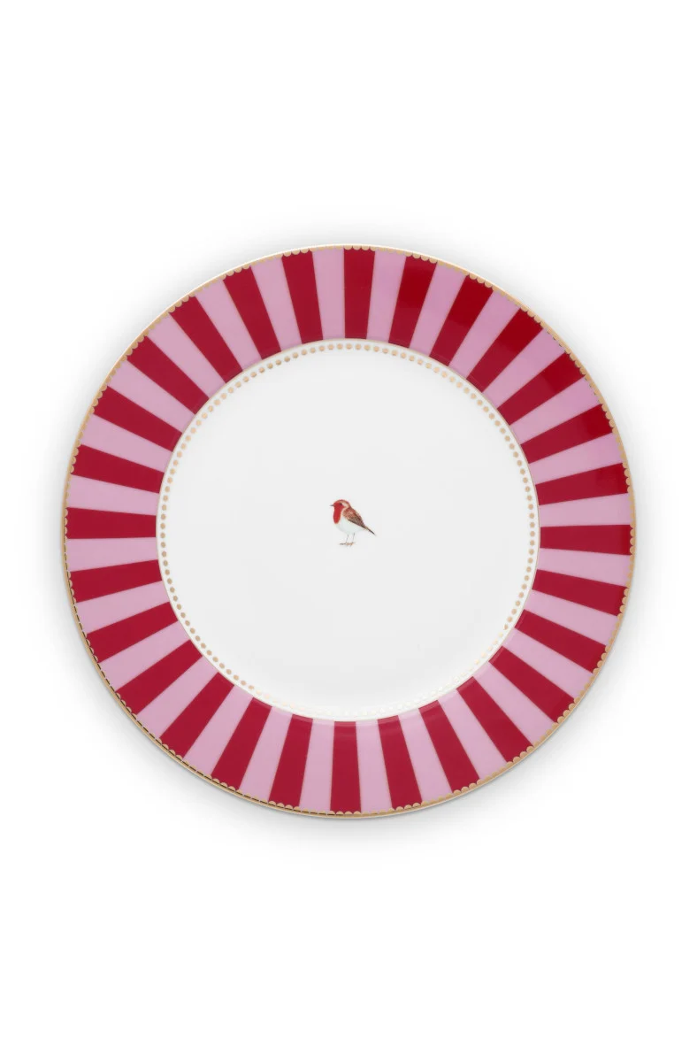 PIP STUDIO Love Birds Speiseteller Stripes rot-pink 26,5cm