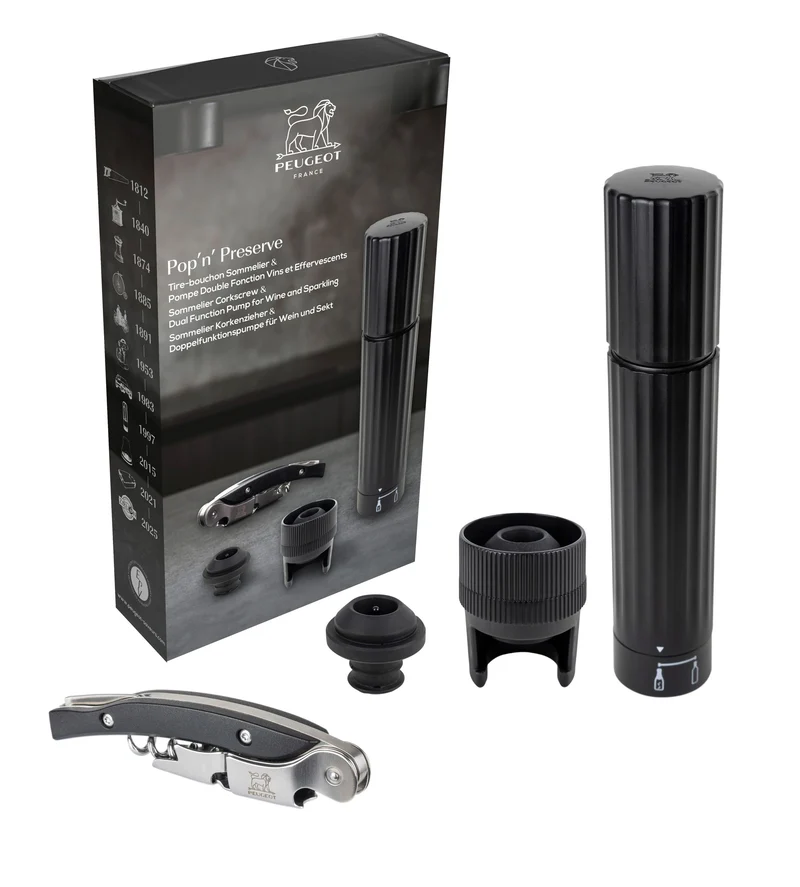 PEUGEOT POP'N PRESERVE Sommelier Malbec & Pumpe Preserve Duo Set 4tlg