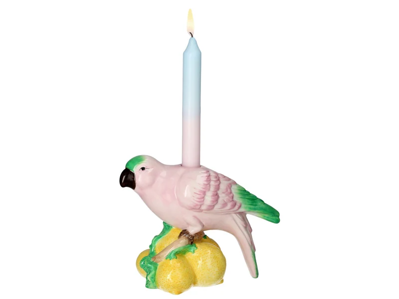 Giftcompany Mignon Kerzenhalter Papagei helllila/grün/gelb 16cm