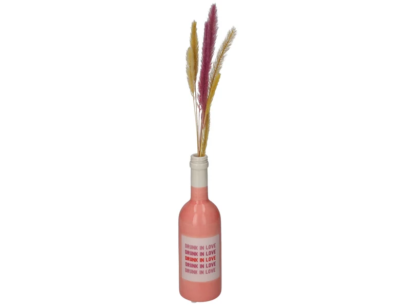 Giftcompany Mignon Vase Weinflasche Drunk in love rosa 20cm