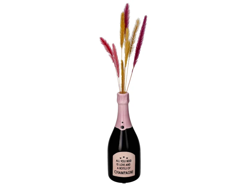 Giftcompany Mignon Vase Champagnerflasche All you need schwarz/rosa 19,9cm