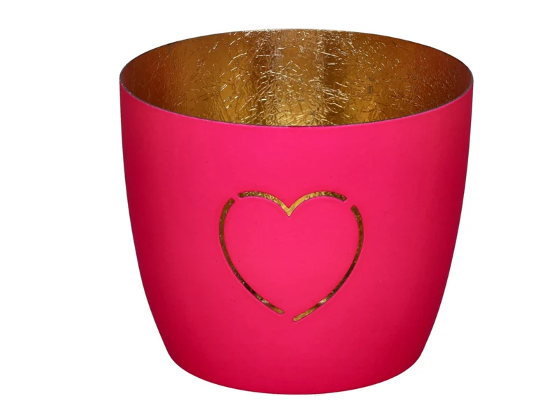 Giftcompany Madras Windlicht M Herz hot pink/gold 8,5cm