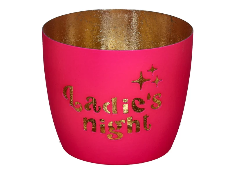 Giftcompany Madras Windlicht M Ladies night hot pink/gold 8,5cm