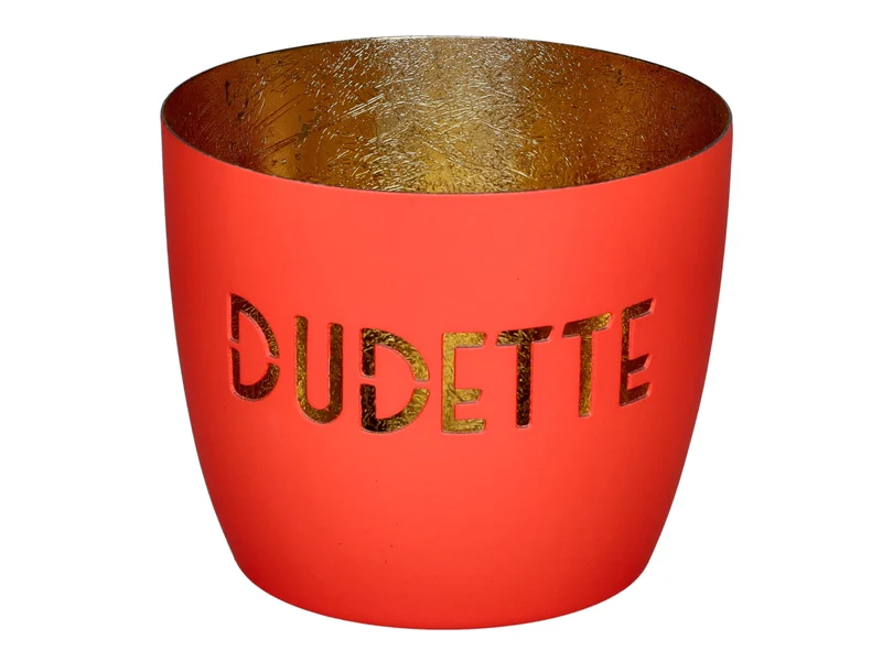 Giftcompany Madras Windlicht M Dudette neon coral/gold 8,5cm