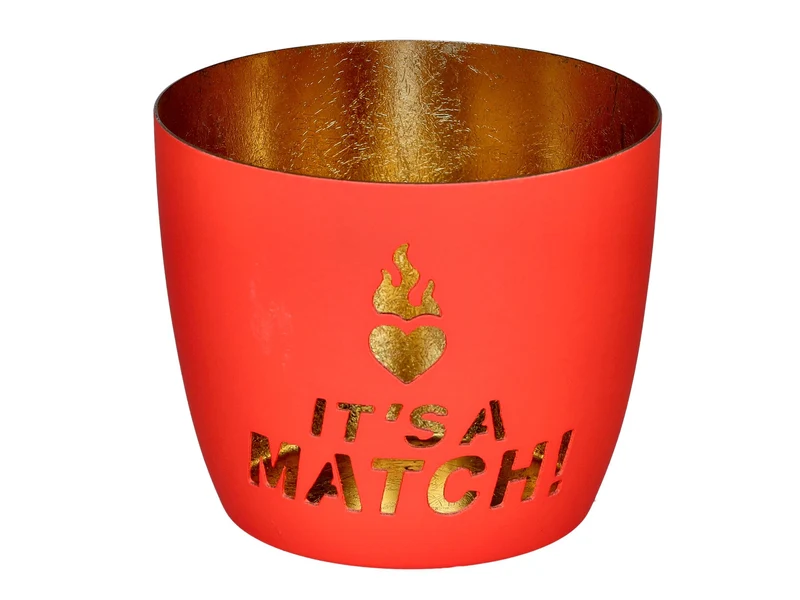 Giftcompany Madras Windlicht M Its a Match neon coral/gold 8,5cm