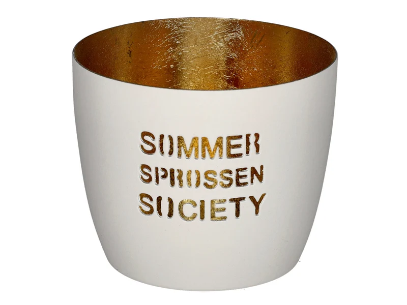 Giftcompany Madras Windlicht M Sommersprossen Society weiß/gold 8,5cm