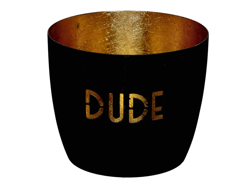Giftcompany Madras Windlicht M Dude schwarz/gold 8,5cm