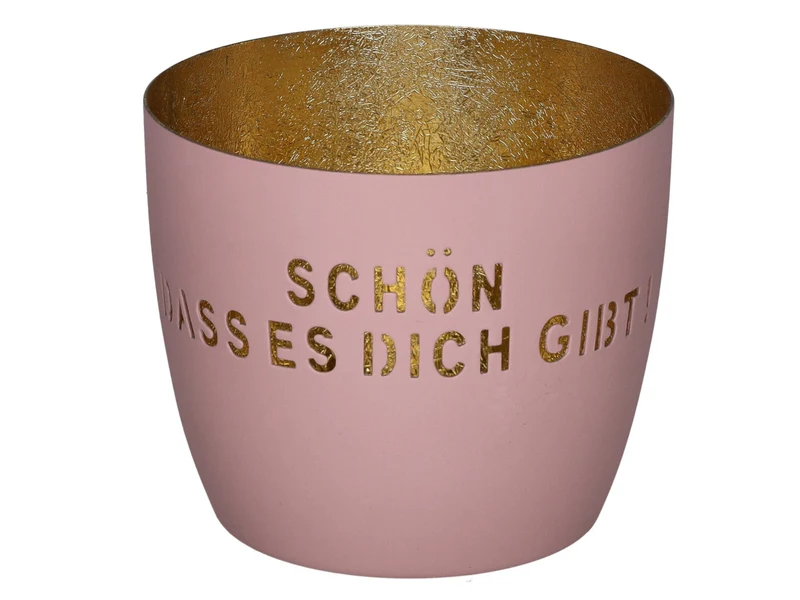 Giftcompany Madras Windlicht M Schön dass es Dich gibt rosa/gold 8,5cm